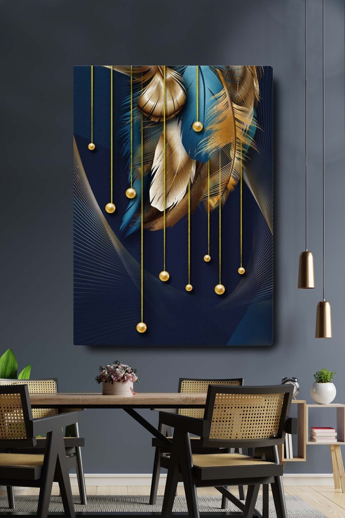 Pintura de lienzo surrealista para decoración del hogar, cuadro decorativo de plumas abstractas con de Blok, 70x100