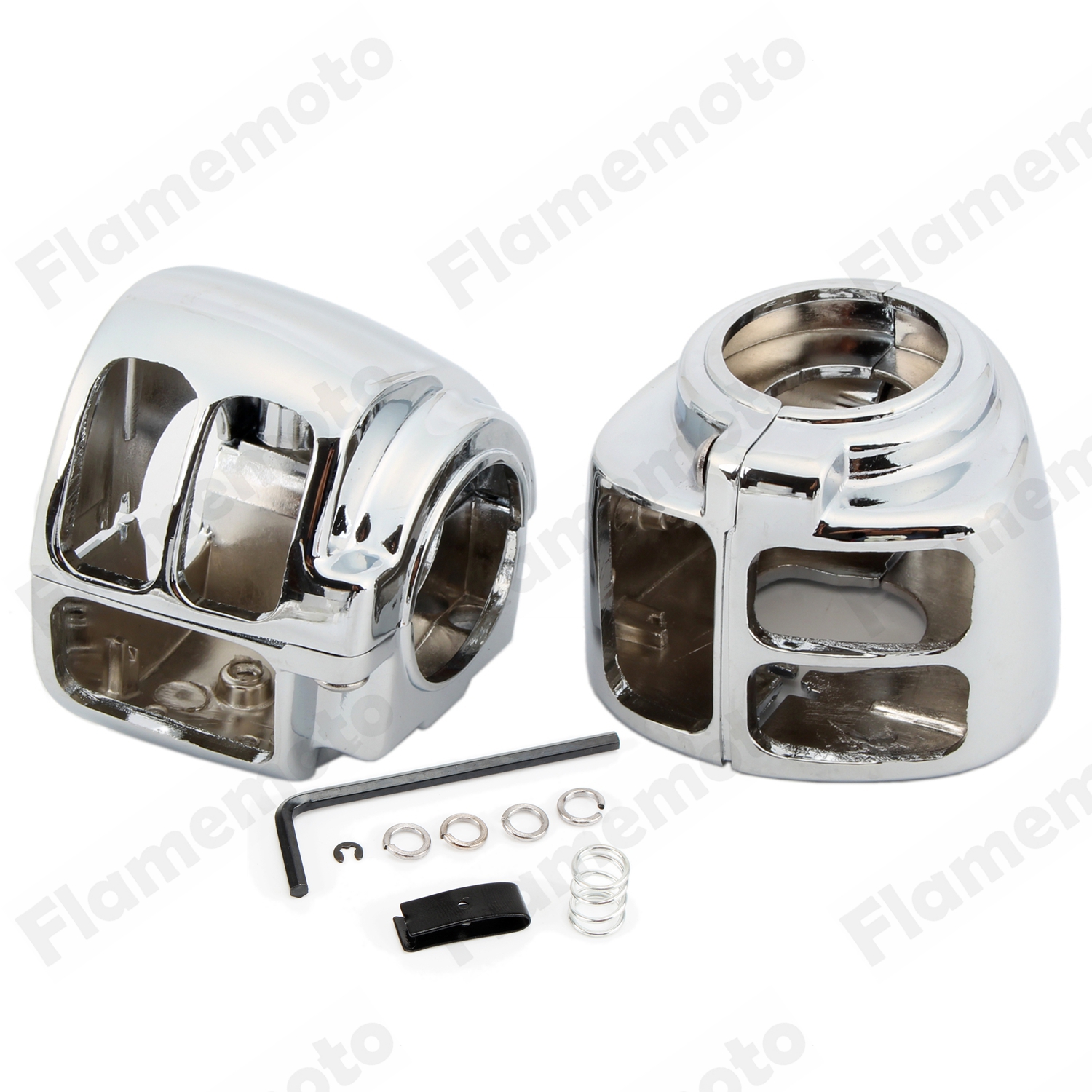 Motorcycle Parts Aluminum Chrome Switch Housing Cover Kit +10 Cap Motorbike For Harley Sportster XL 883 1200 Road King UNDEFINED