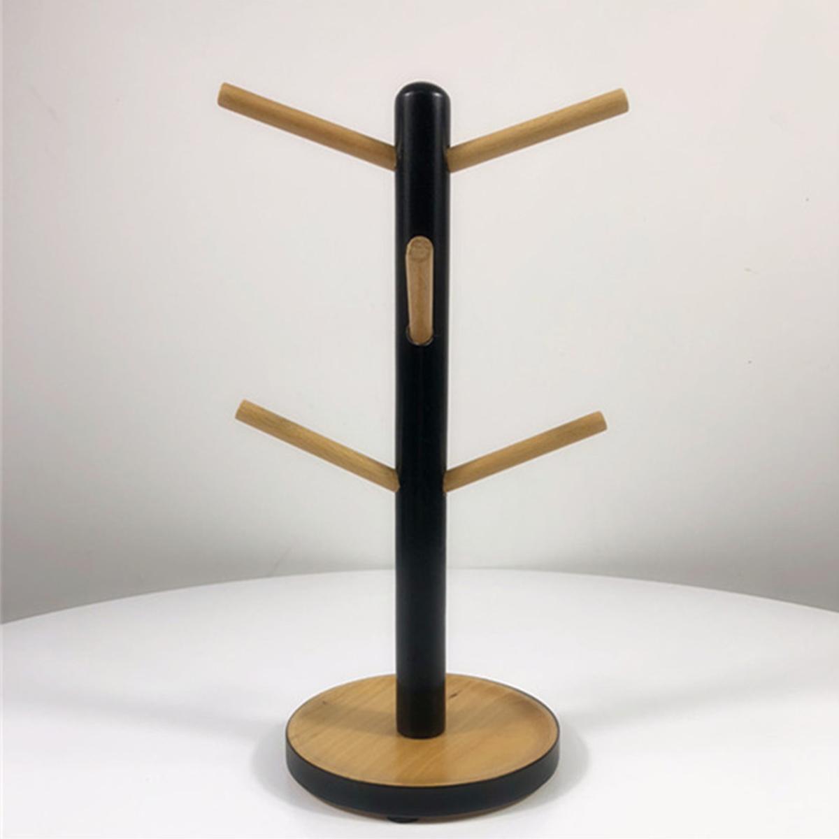 Cuisine support de verre bois tasse étagère de rangement café thé tasse étagère de rangement Drain bricolage assemblage suspendus présentoir décor à la maison: Black