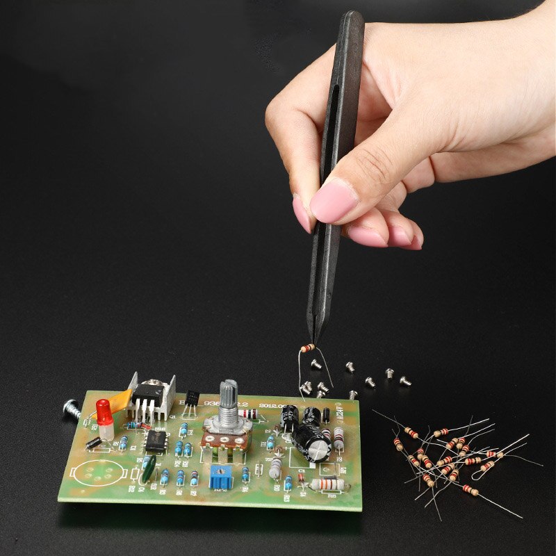 Pinzas electrónicas de fibra de carbono antiestáticas, juego de herramientas manuales de reparación de acero inoxidable, a Epiler Pince, 6/8 piezas