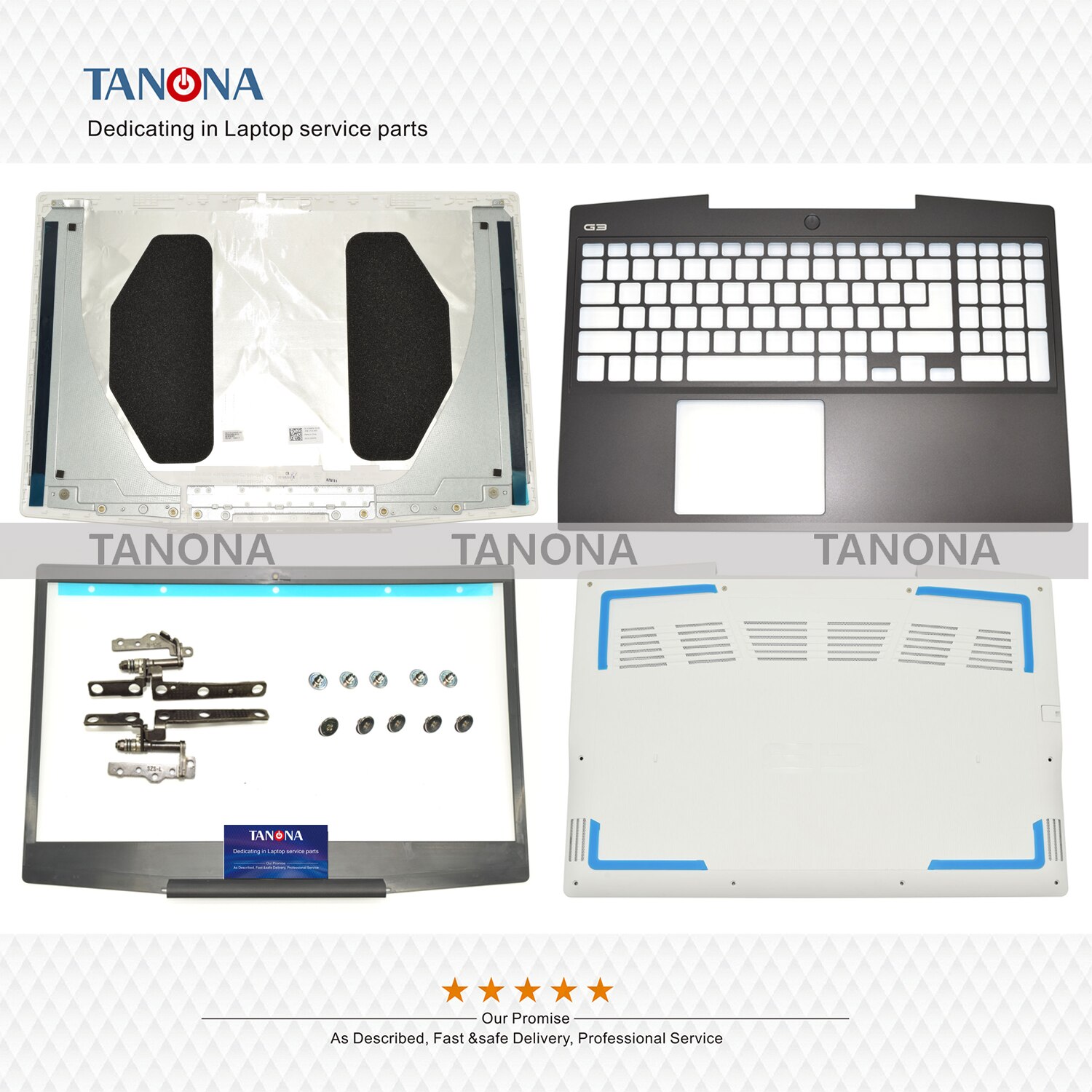 Orig 03 hkfn 07 md 2f 0 p 0 ng 7 0 cr 5 x 8 blanc pour dell inspiron  g3 15 3590 couvercle arrière supérieur et cadre et repose-poignets clavier et bas et charnières et vis