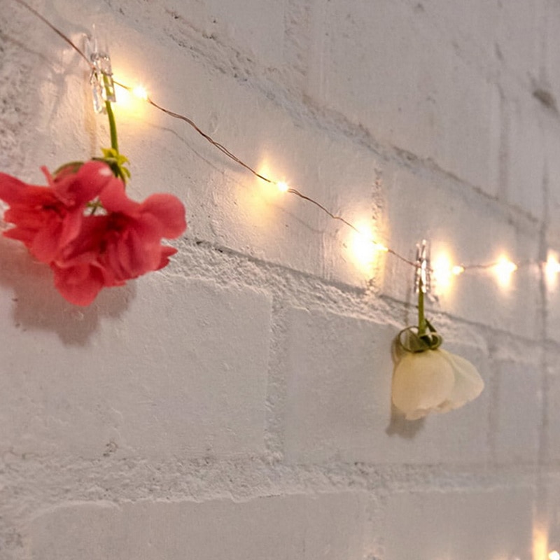 2m/5m/10m gør-det-selv fotoramme fotoklip led lys dekoration udendørs fest bryllup lys led streng bryllup belysning