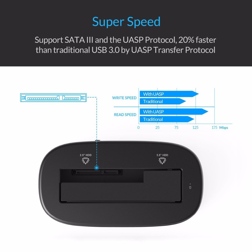 ORICO Hard Drive Docking Station USB 3.0 to SATA HDD Docking Station for 2.5/3.5 inch SSD Disk Case HDD Box Dock Enclosure