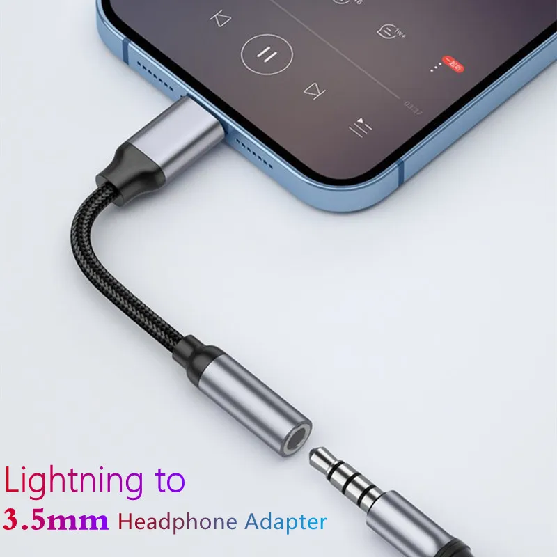 Oświetlenie do słuchawek 3,5 mm Adapter 8pin do 3 5MM Adapter gniazda słuchawkowego do iPhone'a 14 13 12 11 Pro Max Xr Xs 8 7: Black