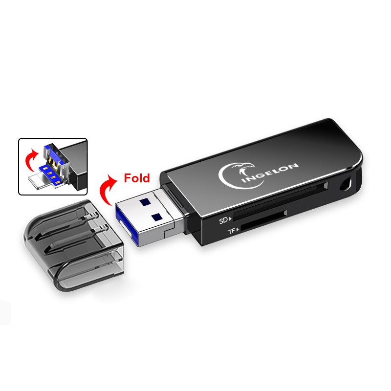 INGELON 2 in 1 Metal Micro SD Card Reader Lightning to SD Card USB 3.0 to Micro SD Adapter for iphone ipad Laptop Accessories: SDTF To IOS13