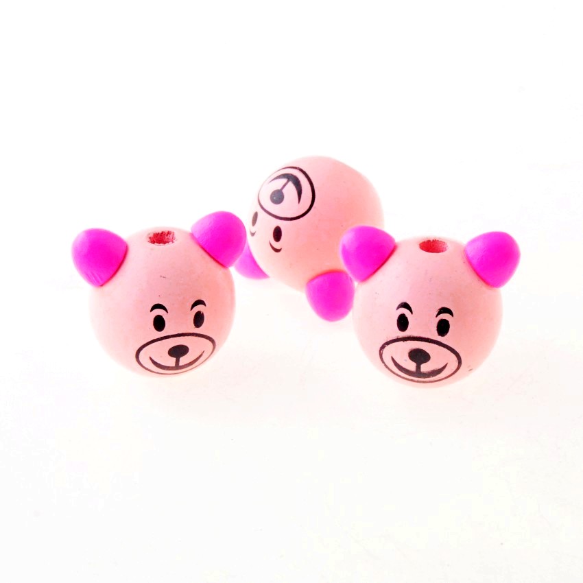 5PCs Color Lovely Animal Cute Bear Wood Beads 27x28mm: green
