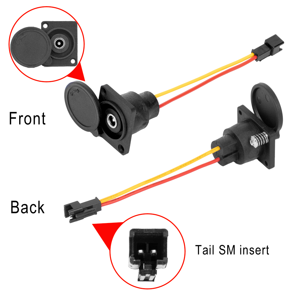 Lithium Oplader Dc2.1/2.5 Output Met Cover Socket Kabel Stroomaansluiting Laadpoort Voor E- Bike Oplaadstekker Met Deksel
