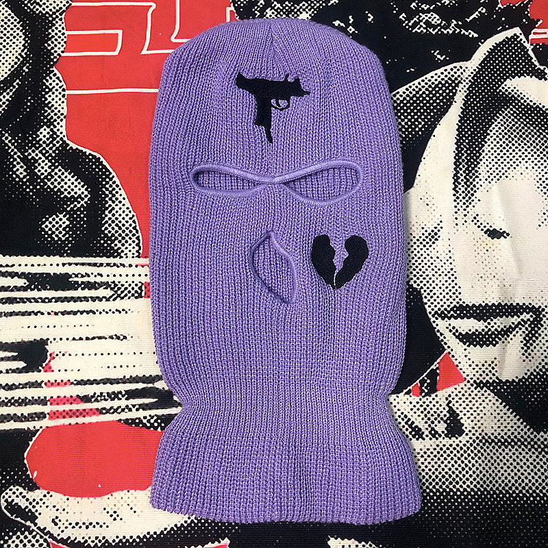 Passamontagna per casco da motociclista Bandana da uomo nera antivento moto Scooter maschera da sci a maglia calda cappello invernale copricapo sciarpa maschera: purple