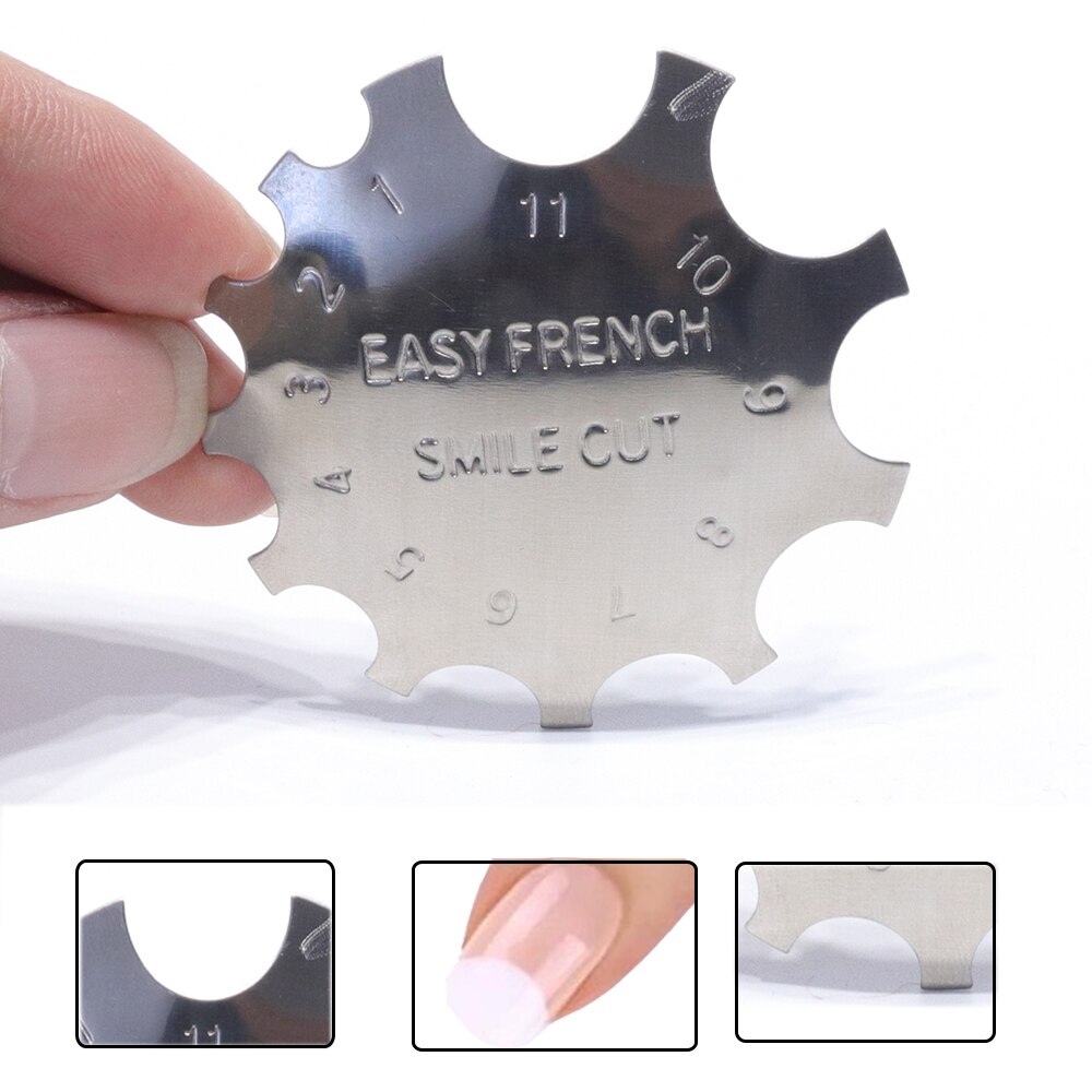 1 stk french smile nail art cut line edge trimmer rustfritt stål franske spiker halvmåne cutter sjablong manikyr verktøy  ji673