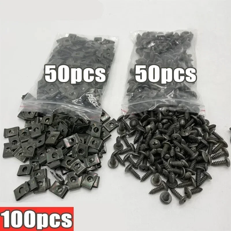 Mixed Metal Self Tapping Screws Fastener U Shaped Clips Car Motorcycle Anti-rust Screw RetainerClip for Scooter ATV Moped E-bike: Blue