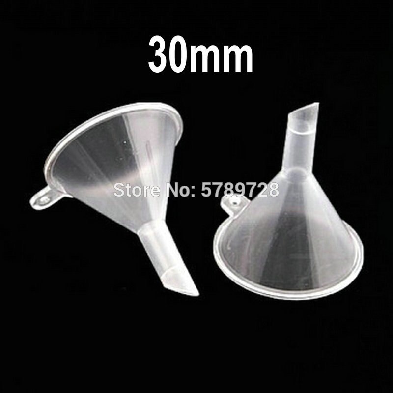 Mini embudo cónico de plástico de 30mm de diámetro, embudos de aceite líquido de boca pequeña, suministros de laboratorio, herramientas, suministros experimentales escolares, 10 Uds.