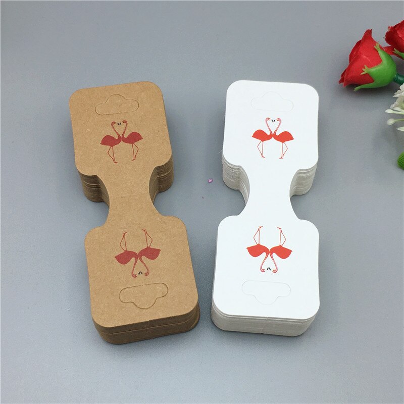 100pcs Kraft di Carta di Nuovo Modo Della Collana Tag 9x3.5cm Flamingo/Bello Del Fiore Dei Monili display Hang Etichette carta