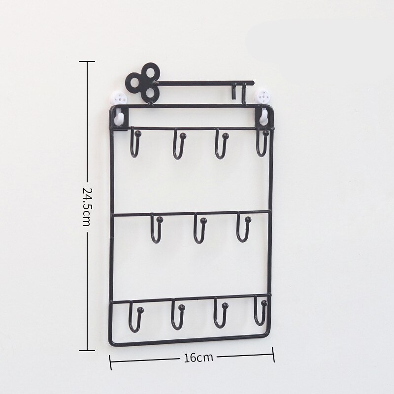 Creatieve Drie-Layer Ijzeren Sleutel Opslag Haak Praktische Huishoudelijke Wandrek Woondecoratie Zonder Nagels
