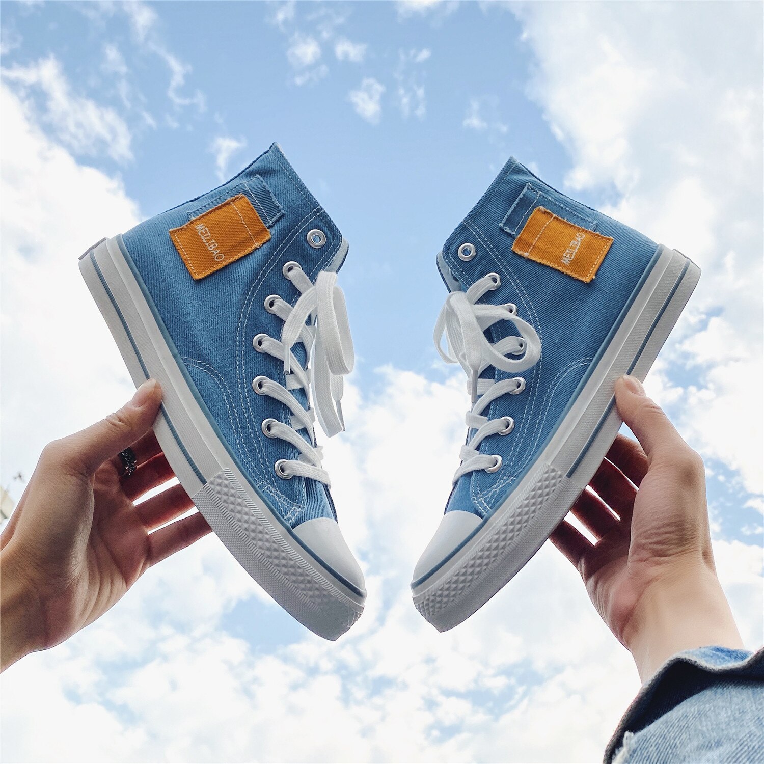 Siergan heren high-top canvas schoenen heren lente herfst top sneakers veterschoenen hoge stijl effen kleuren heren blauwe schoenen