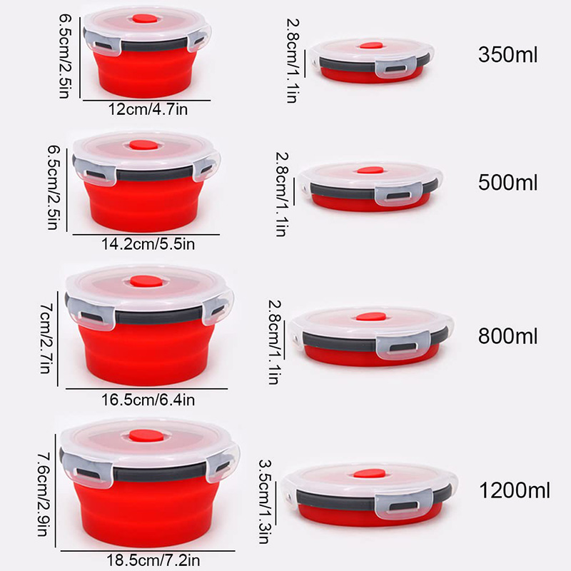 Collapsible Food Storage Containers Round with Lid,Kitchen Stacking Silicone Collapsible Meal Prep Container Dishwasher Safe