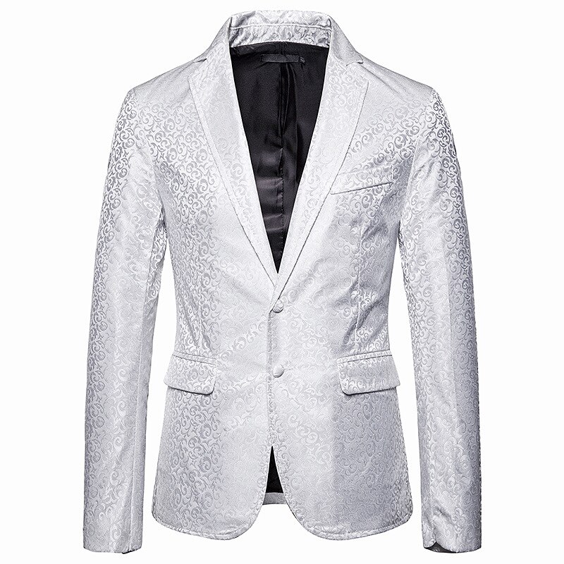 Hommes noir Paisley Blazer veste de simple boutonnage Blazer robe formelle Blazer scène Costume Homme