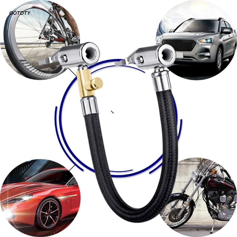 Locking Air Chuck with Air Hose and Standard Tire Valve Fine Thread Air Inflator Hose Adapter Twist On Convert to Lock