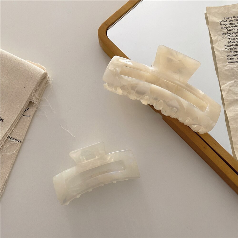 Ensfarvet klo klip stor barrette krabbe hår kløer badeklip hestehale klip til kvinder piger hår tilbehør