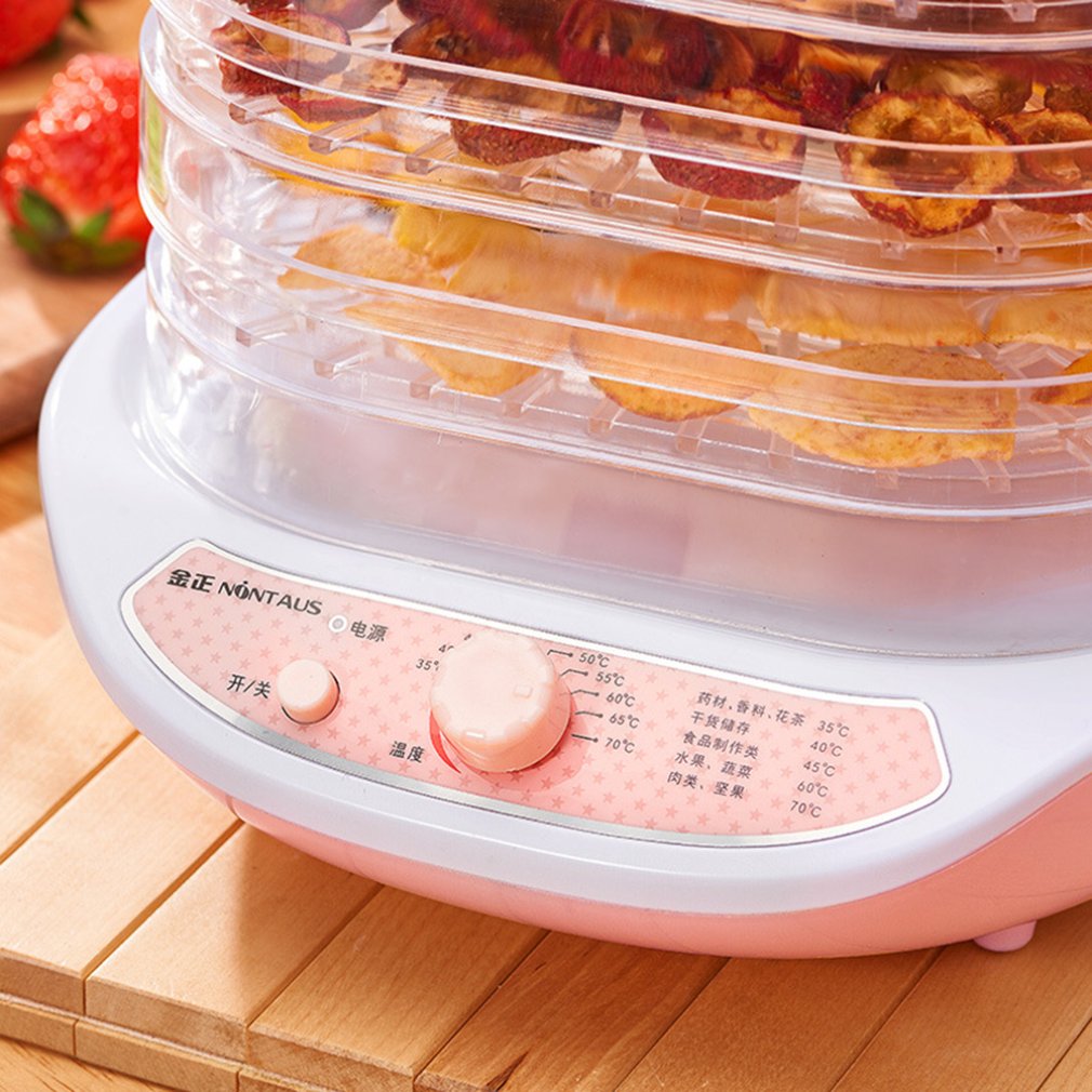 matte dehydrator frukt grønnsak urt kjøtt tørkemaskin kjæledyr snacks matte tørketrommel med 5 brett 220v rosa hvit mat prosessor
