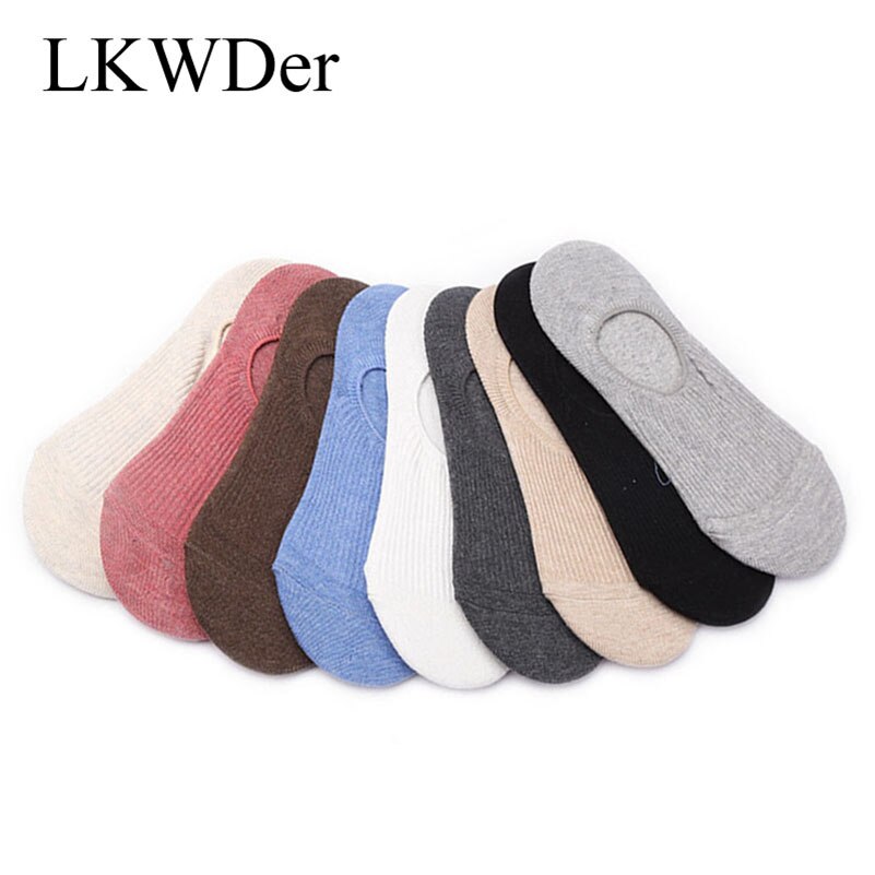 LKWDer 6 Pairs Autumn Korean Women's Socks Female Solid Color Double Needle Boat Socks Anti-shedding Cotton Socks