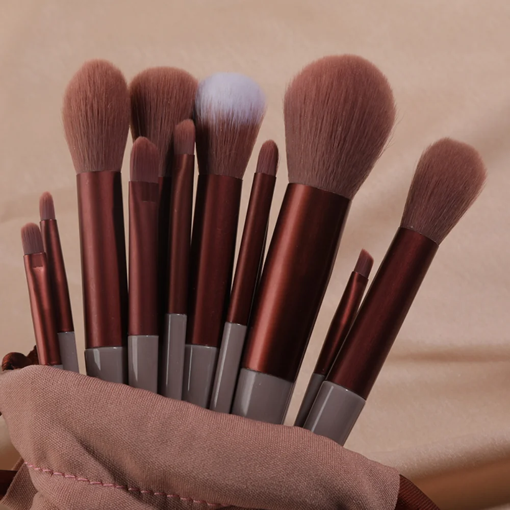Juego de brochas de maquillaje, 13 Uds., brocha correctora, colorete en polvo, sombra de ojos, resaltador, base, herramientas cosméticas de belleza: YELLOW
