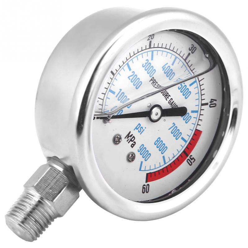 Medidor de presión hidráulica de acero inoxidable de doble escala medidor de presión de agua 60MPA/9000PSI Base entrada NPT1/4 medidas herramientas