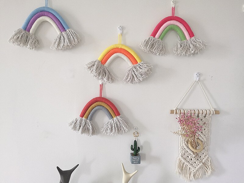 Baby Girl Room Decor Rainbow Hand-woven Hanging Or... – Grandado