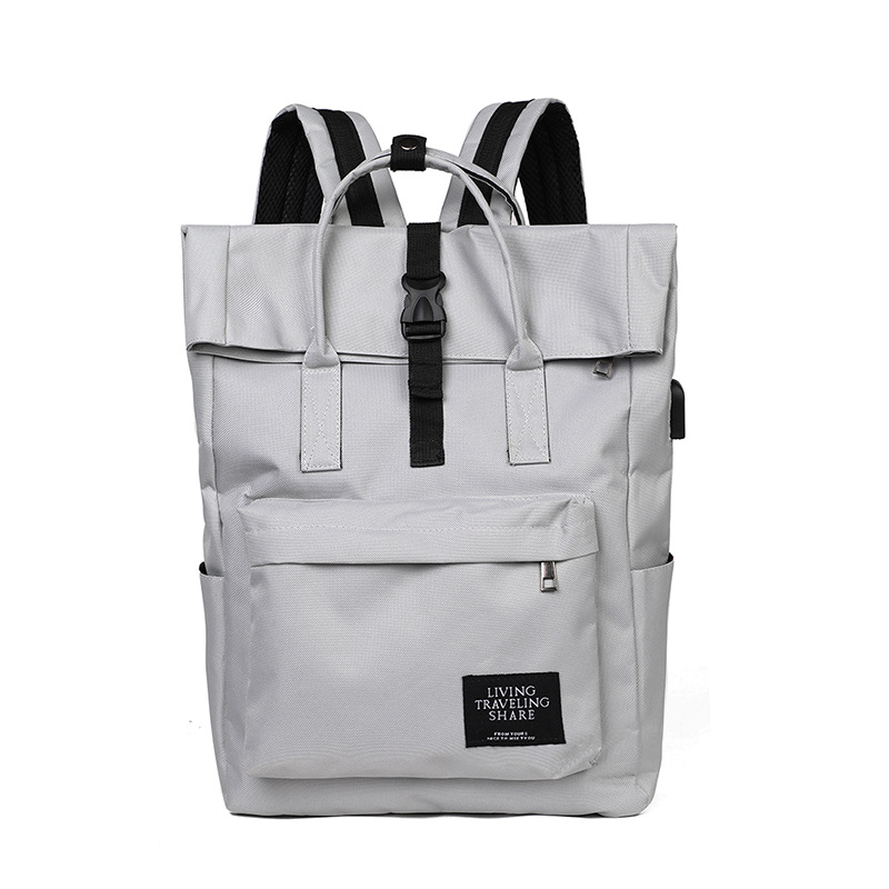 Vrouwelijke Schattige College Rugzak Meisje Reisboek Rugzak Opvouwbaar Grote Capaciteit Dames Canvas Tas Vrouwen Laptop Mannen School Tassen: Light Grey