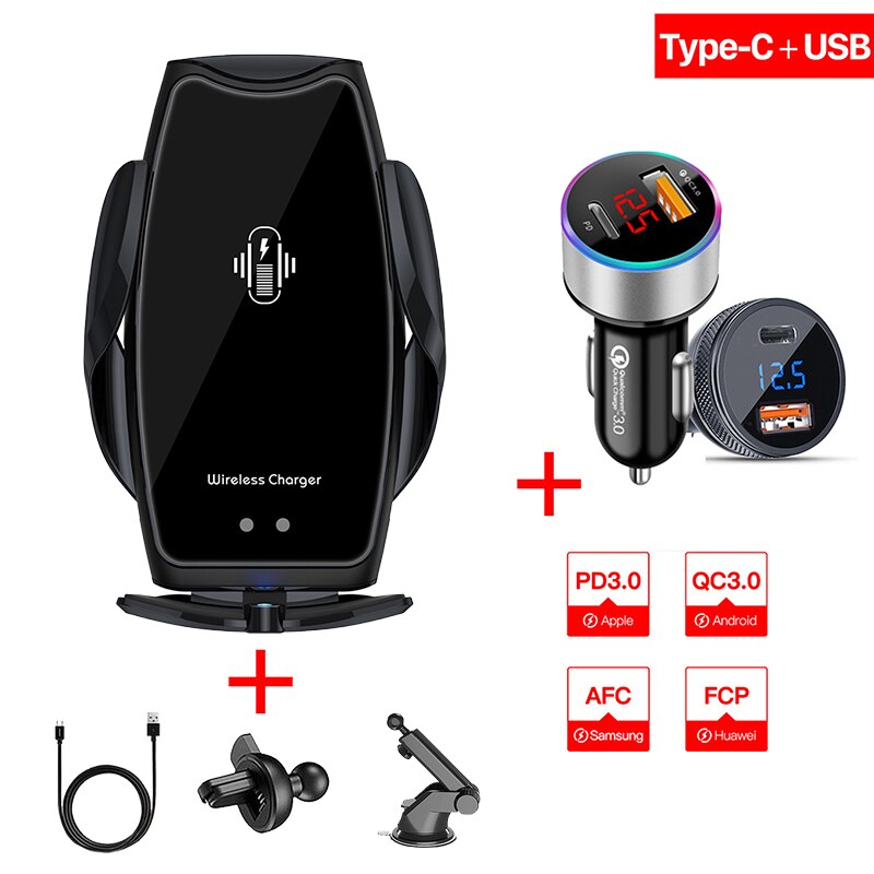 KSTUCNE 15W Qi Auto Drahtlose Ladegerät Für iPhone 12 11 XS Samsung Xiaomi OnePlus Induktion Schnelle Drahtlose Lade Auto telefon Halter: 1