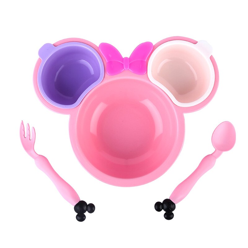 5pcs/set Baby Cute Cartoon Eating Food Tableware Kids Dinner Plate Toddler Feeding Dishes Baby Children Training Bowl Spoon Fork