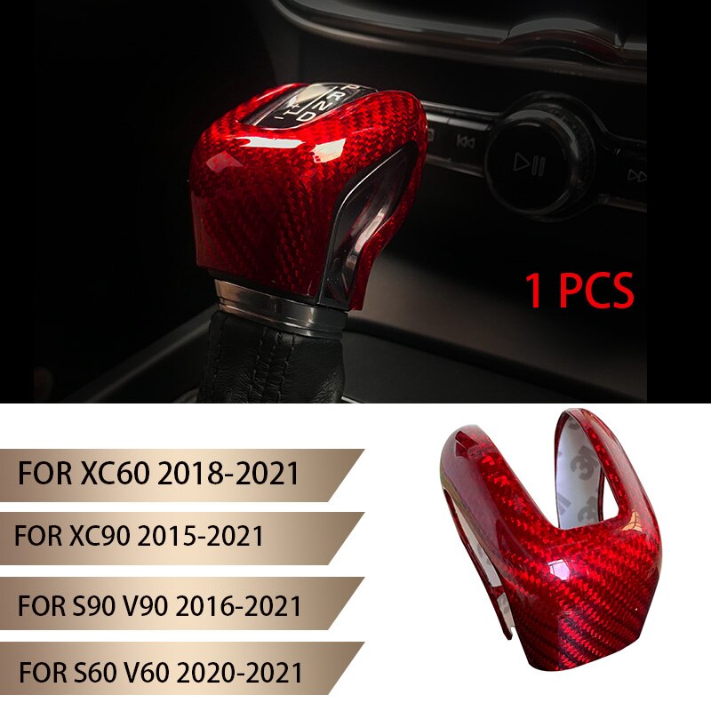 Für volvo S60 XC60 V60 V40 S80 S90 XC90 V90 Kohlenstoff faser aufbringen getriebe schalthebel einstellen getriebe griff Auto zubehör: rot