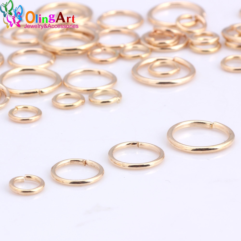 OlingArt KC anello di salto in oro 6mm/9mm/10mm/12mm anello di collegamento formato misto gioielli fai da te fare connettore diametro filo 1.0MM