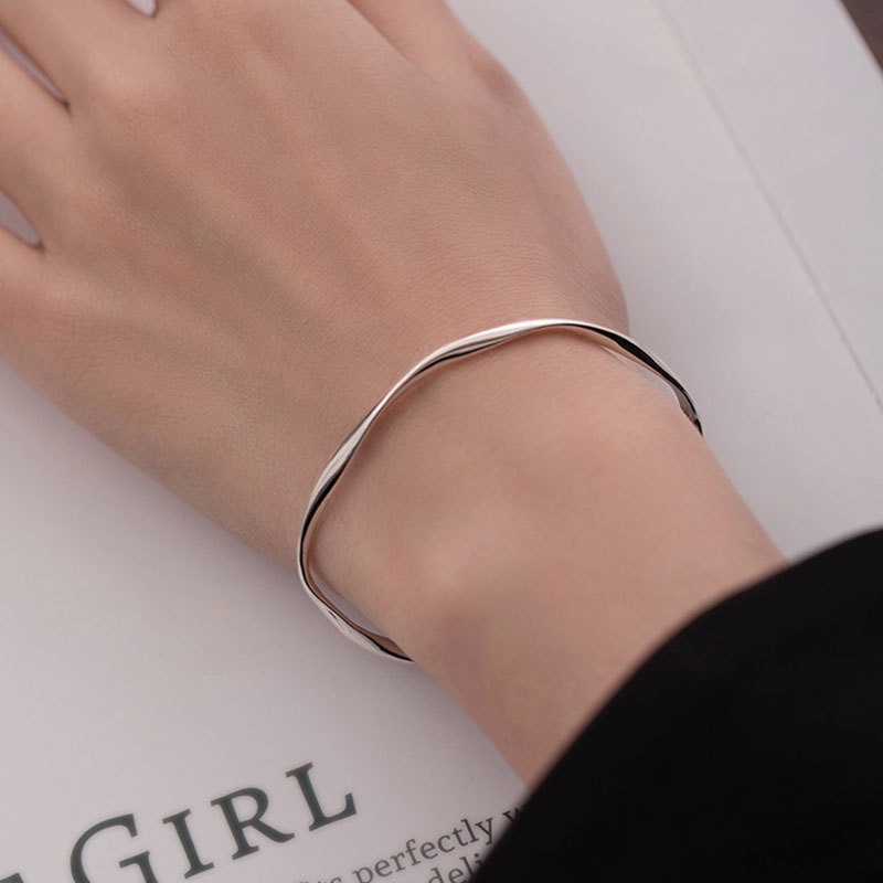 Vintage armbånd i rustfritt stål, unisex, avslappet mobius-armbånd med vridning