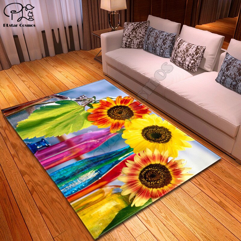 Zonnebloem Rose Patroon Grappige 3D Gedrukt Badkamer Voetstuk Tapijt Deksel Wc Cover Badmat Set Stijl-3: 8