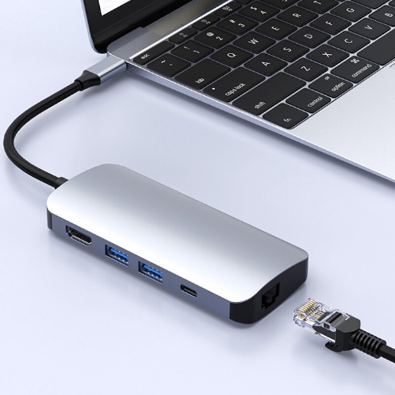 Usb c hub-adapter met pd-oplader, 4k usb c naar hdmi, multipoort usb 3.0 -poorts sd/tf-kaartlezer voor ipad