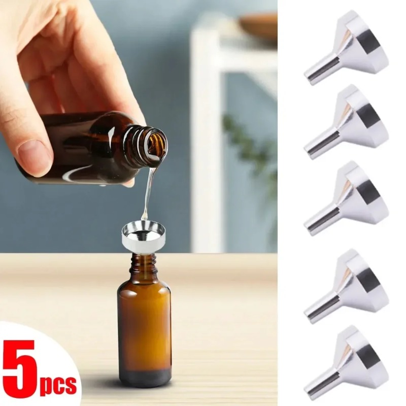 5-teiliger Mini-Trichter aus Edelstahl für Küche, Öl, Flüssigkeitstrichter mit abnehmbarem Filter, breiter Öffnungstrichter zum Einmachen von Küchenutensilien