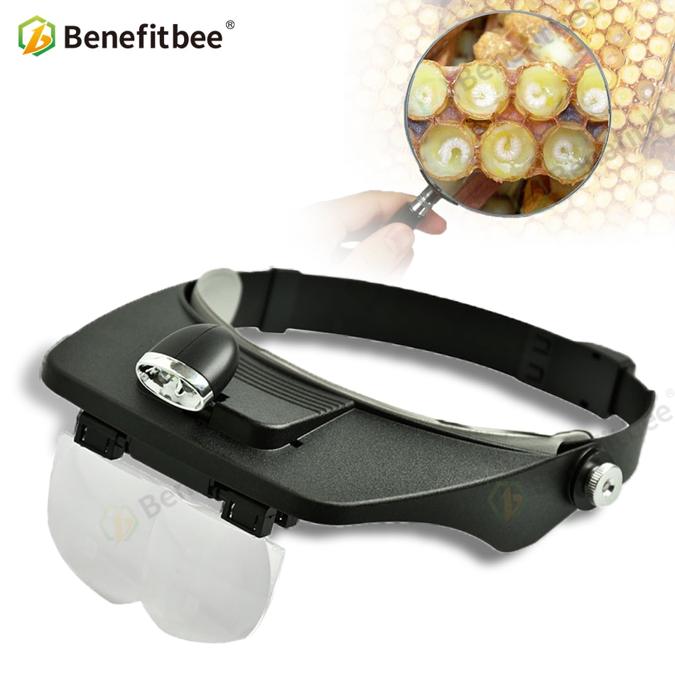 Brand Benefitbee Beekeeping LED Light Magnified Lens Wear Beekeeping Equipment Apicultura Use for Bee Marker Bee Marks Bee Tools