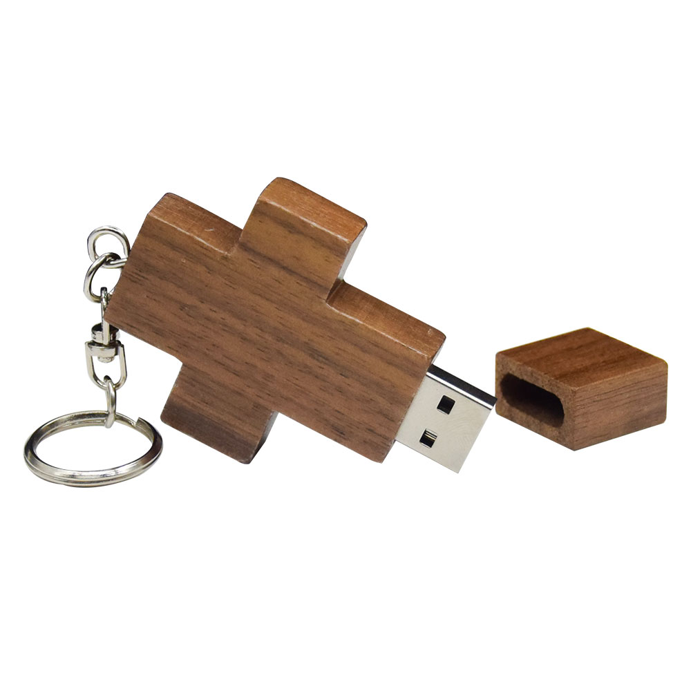 USB (gratis logo) creatief houten kruis Christian usb 2.0 flash drive 4GB 8GB 16GB 32GB 64GB pen drive memory stick Flash Disk: zwart / 16 GB