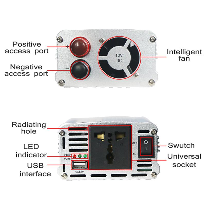 800/1000/1500W Power Inverter DC 12V To AC 220V Vehicle Power Converter Inverter Solar Inverter Car Transformer Convert
