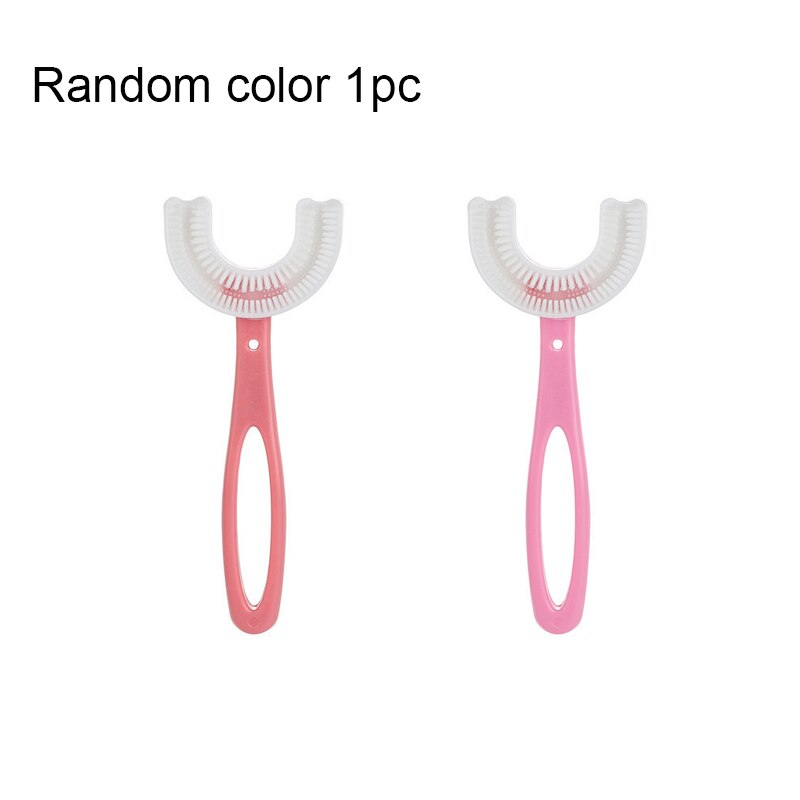 2021 nuovo spazzolino da denti per bambini U spazzolino da denti manuale in silicone pulizia della bocca cartone animato versione manuale accessori per bambini: 6-12Y Pink