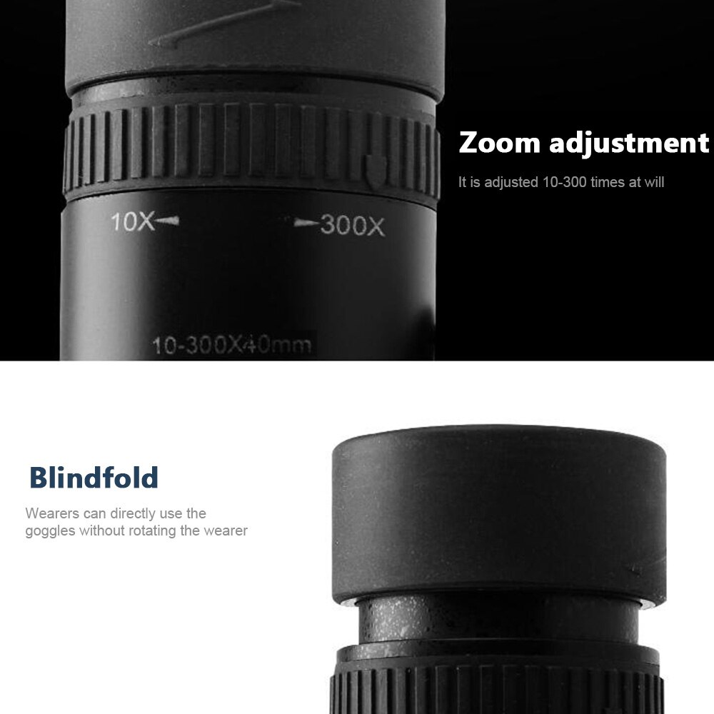 10-300*40 Monocular Telescope Zoom High Magnification Foldable BAK4 Retractable Rainproof Optics Handheld Portable for Huntin