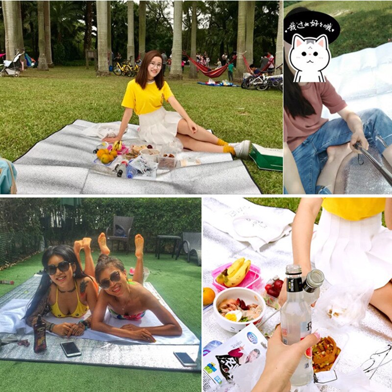 Waterproof Aluminum Foil EVA Camping Mat Foldable Sleeping Picnic Beach Mattress Outdoor Mat Pad 3 Size 100~200X300CM