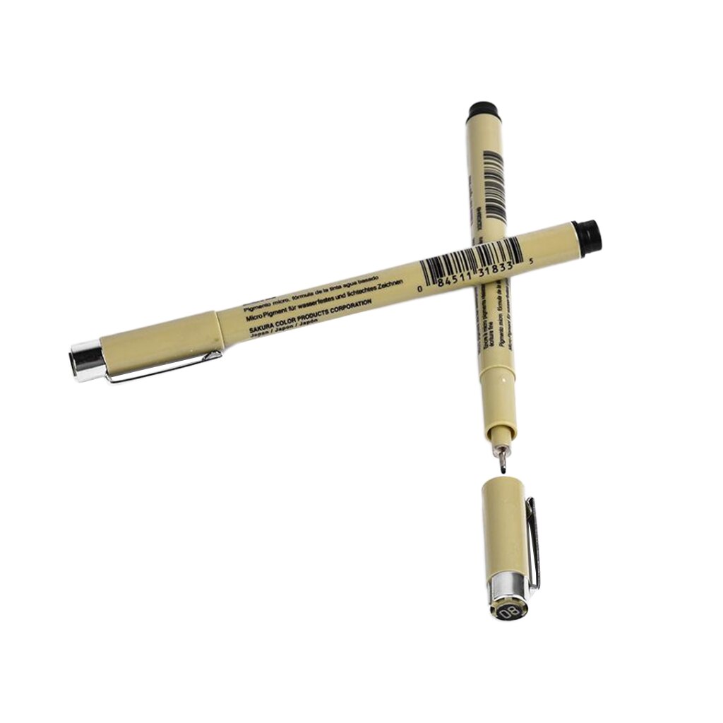 Micro Pen 08 Black Ink Marker Fine Point Felt Tip Pen for Artist Drawing, Pack of 2