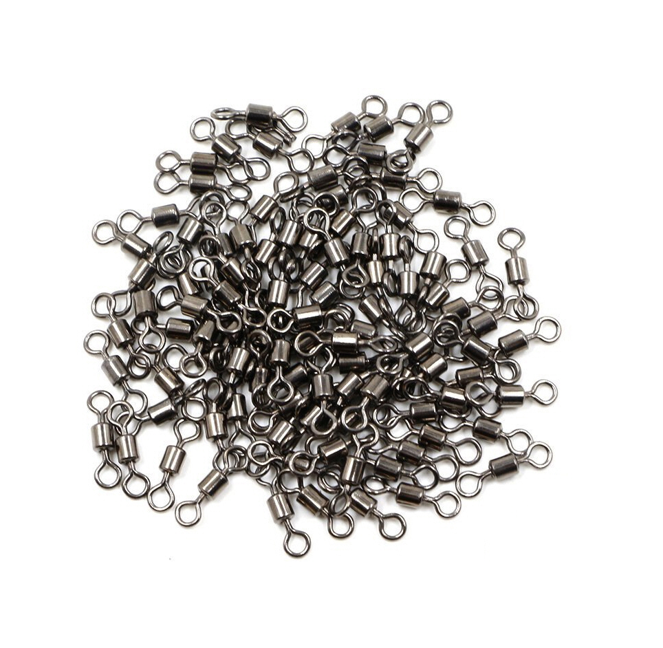 50 st lagerswivel fiskekoppling rostfritt stål karpfisketillbehör tackle snäppfiskkrok bete solid ring swivel