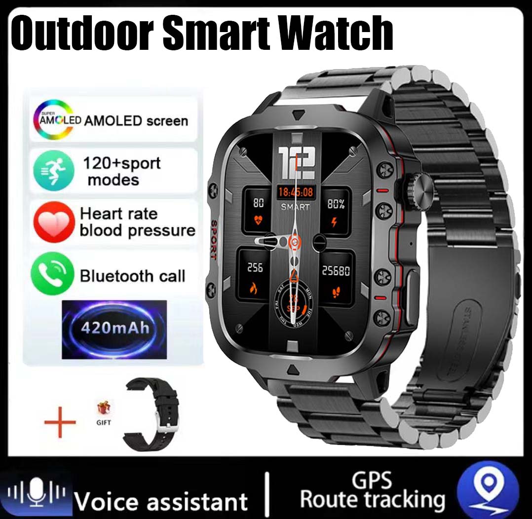 Xiaomi-Montre intelligente militaire pour hommes, IP68, 5iko, Sports de plein air, Fitness Tracker, Moniteur de santé, 2024 ", BT, Appel Smartwatch, , 1.96: Bleu