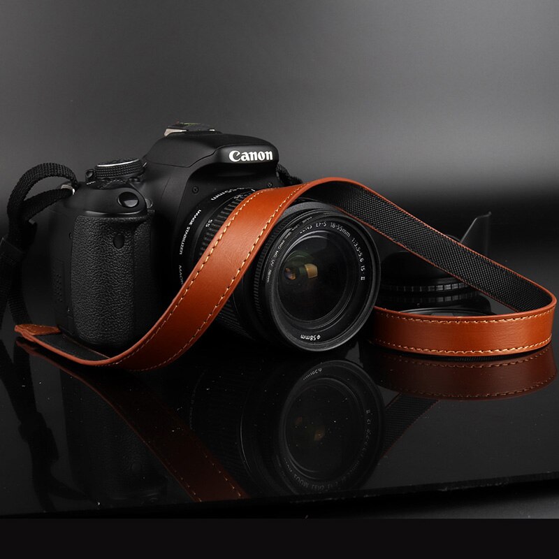 Courroie d'épaule en cuir PU pour Canon EOS 200D 1100D 1200D 1300D M50 M100 M10 M6 M5 M3 pour PowerShot G1X Mark II: Marron