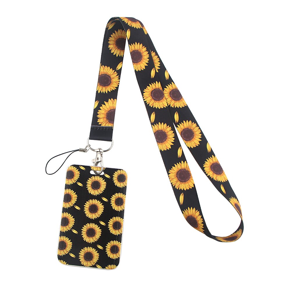 YL11 Zwarte Zonnebloem Key Lanyard Auto Sleutelhanger Personaliseren Kantoor Id-kaart Pass Gym Mobiele Telefoon Sleutelhanger Badge Houder Accessoires: 3