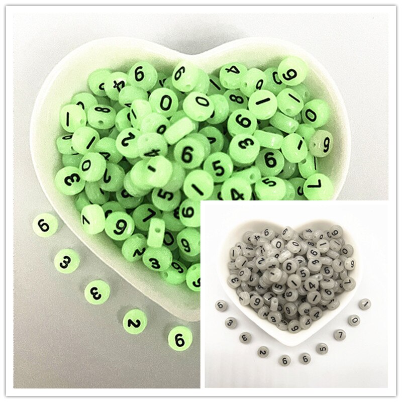 100 Uds. Cuentas luminosas de A-Z de 7x4mm, cuentas con letras, cuentas espaciadas acrílicas para fabricación de joyería, pulsera de dijes DIY