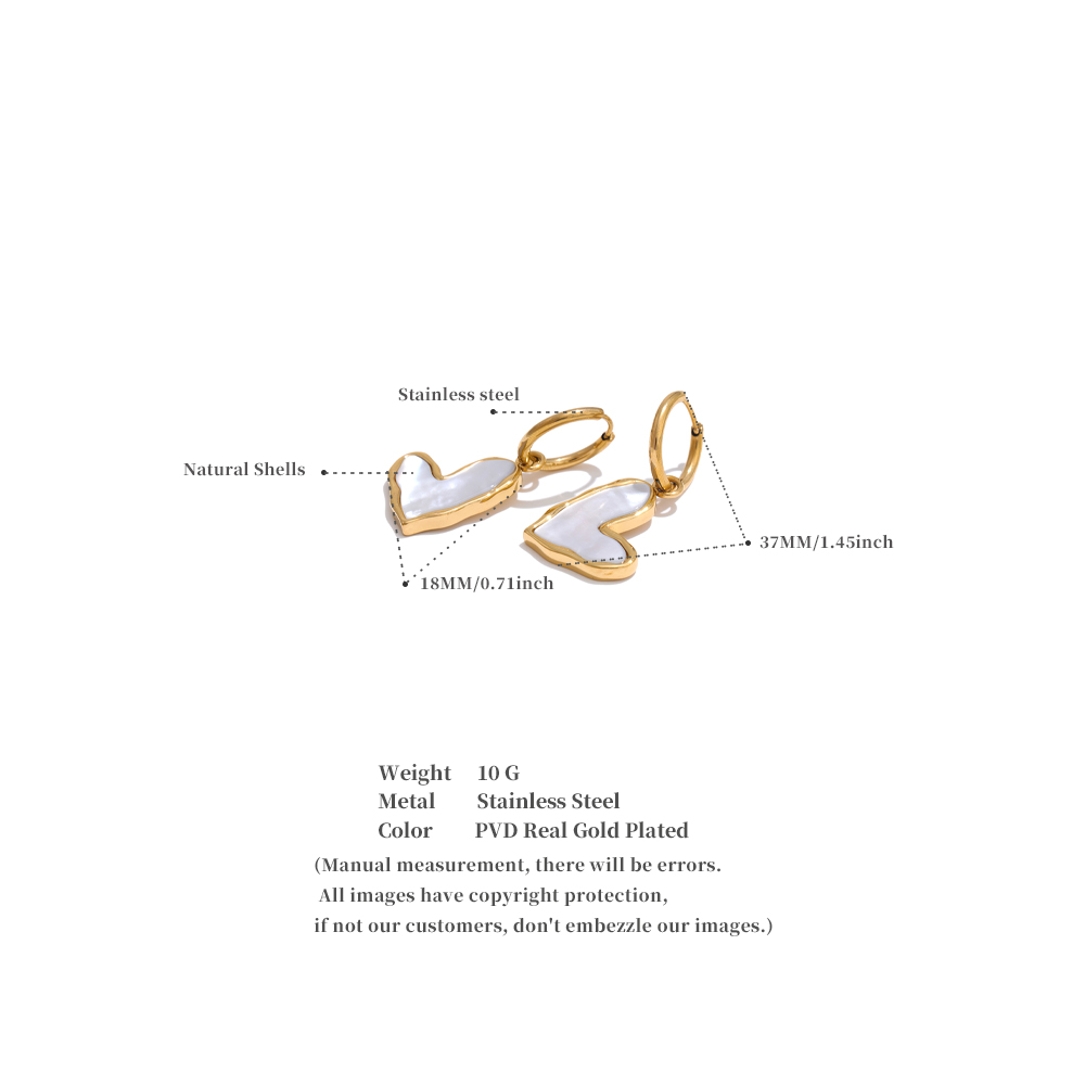 Yhpup Dikkere Natuurlijke Schelp Hart Liefde Hoepel Oorbellen Charme Mode Prachtige Sieraden Accessoires 2025