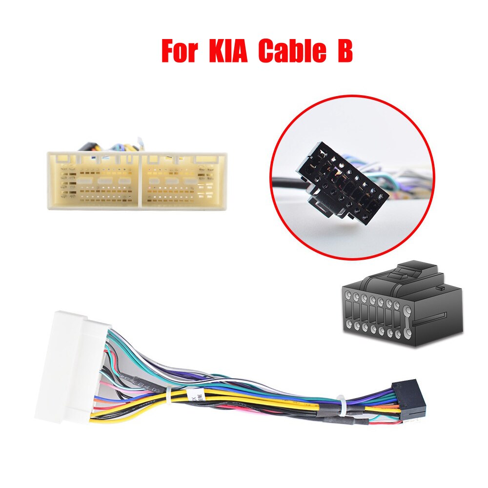 Universal 2 Din Car Android Radio Cable for KIA Nissan Toyota SUZUKI Mitsubishi Pajero V97 HONDA Ford Peugeot Power Connector: For KIA B